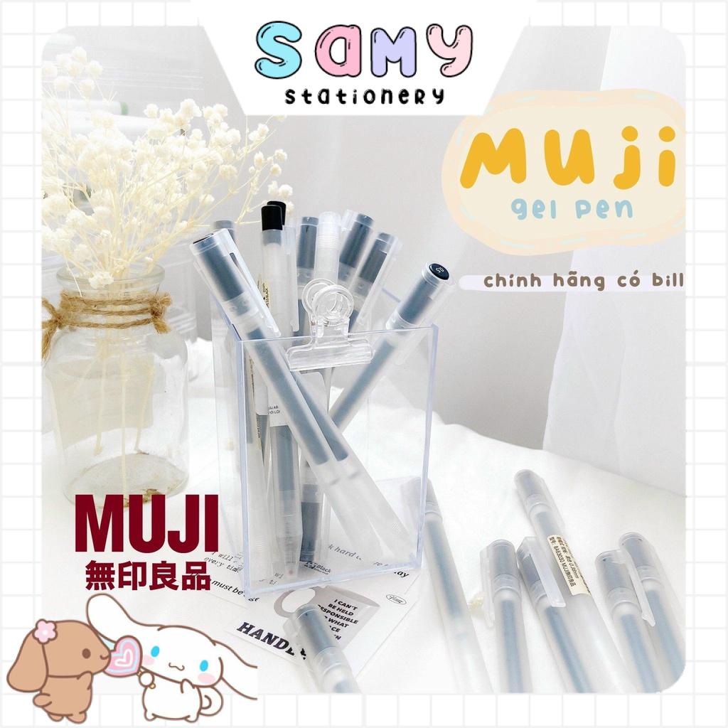 (CÓ BILL) Bút Gel Muji Chính Hãng nắp đậy bút bấm 0.38/0.5mm viết bài trang trí sổ tay take note bul