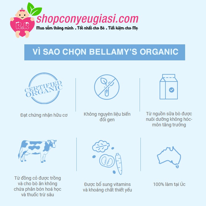 Sữa Bột Bellamy's Organic Công Thức Số 1/Số 2/Số 3 - 900g - Mẫu Mới