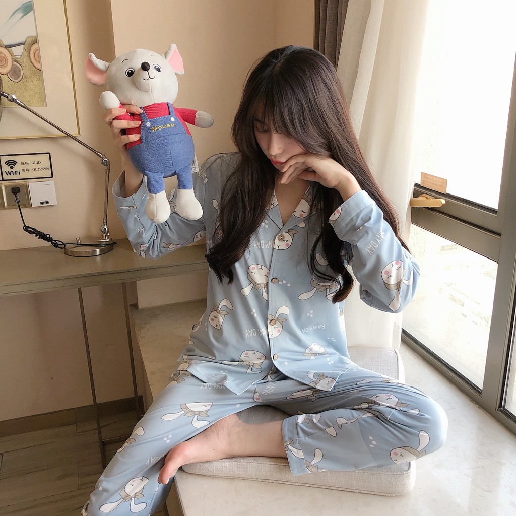 Pijama- Bộ Ngủ Nữ cotton áo dài quần dài DDCP01&lt;br&gt;