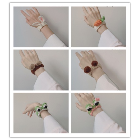 Dây buộc tóc bằng cao su họa tiết quả dâu/thỏ dễ thương