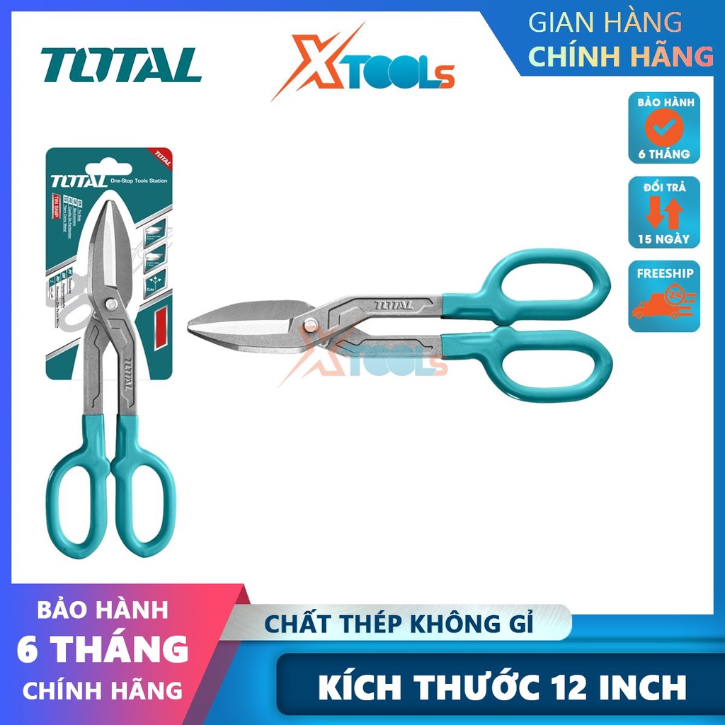 Kéo cắt tole TOTAL THT524121 12inch(300mm), thép được rèn thả, độ dày cắt tối đa 0.8mm - CHÍNH HÃNG- XTOOLS