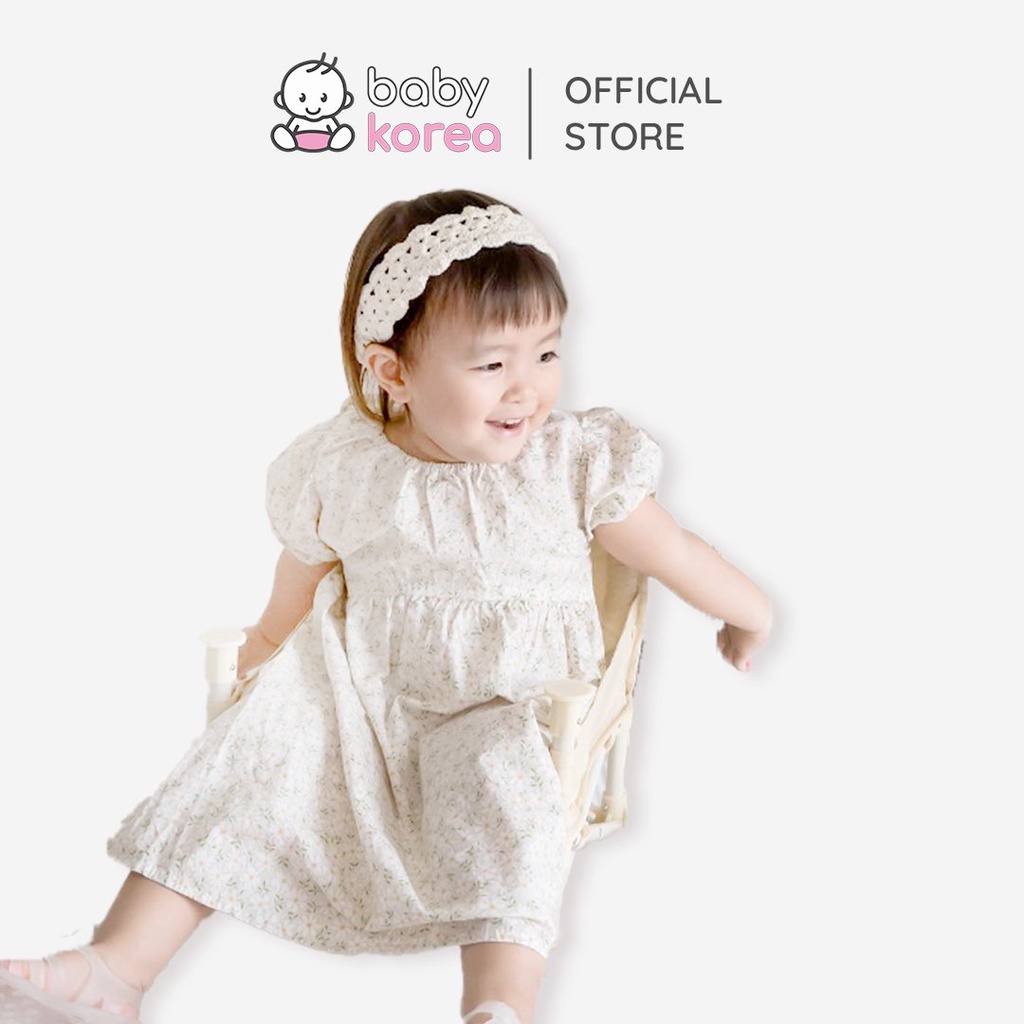 Váy buộc dây hoa cúc và trắng dáng BabyDoll thoáng mát made in Korea chính hãng Hàn Quốc thời trang trẻ em BABYKOREA