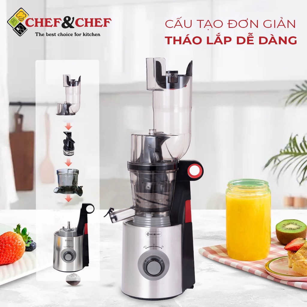 Máy ép chậm 2 trong 1 CH - 801D ép hoa quả nguyên trái, vắt cam bảo hành tại nhà 12 tháng.