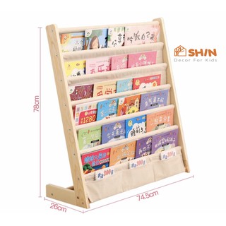 Kệ sách Kệ sách gỗ cho bé SHIN Kệ sách lắp ráp 7 tầng gỗ vải cao cấp