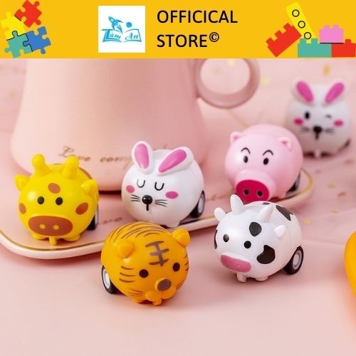Ôtô đồ chơi mini động vật nhỏ chạy bằng dây cót - Đồ chơi xe mô hình ôtô cho bé