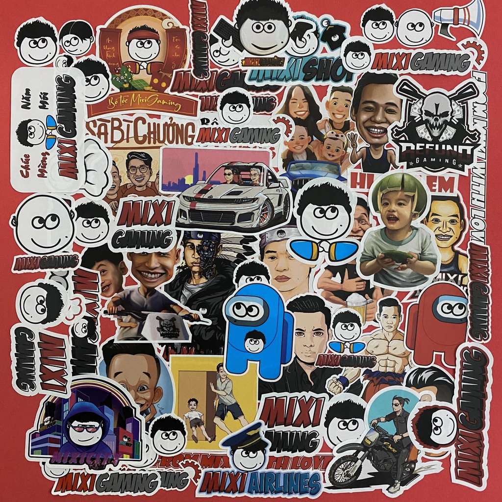 Set Sticker a Độ Mixi,Logo Mixigaming, Team Refund Mới Nhất 2022, Dán Trang Trí Điện Thoại, Laptop, Vali...