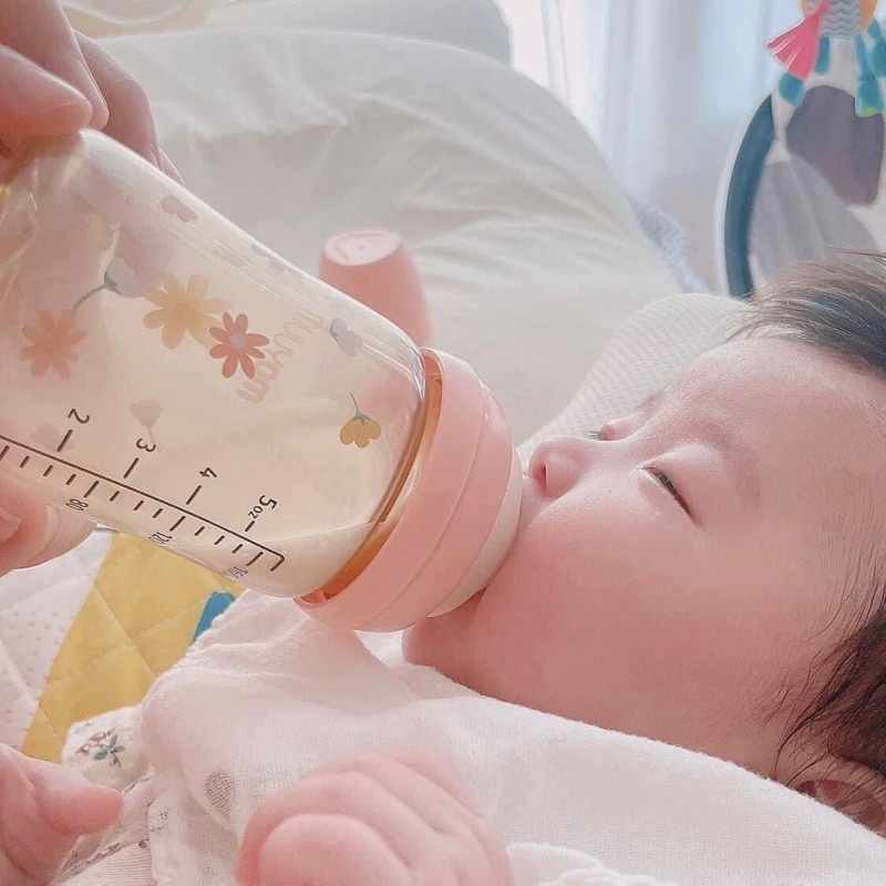 Bình sữa cho bé Moyuum PPSU hoa cúc hồng, bình sữa cho trẻ sơ sinh 170ml 270ml - Monnie Kids