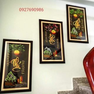 Tranh thêu phúc lộc thọ thành phẩm đã thêu truyền thống chưa khung
