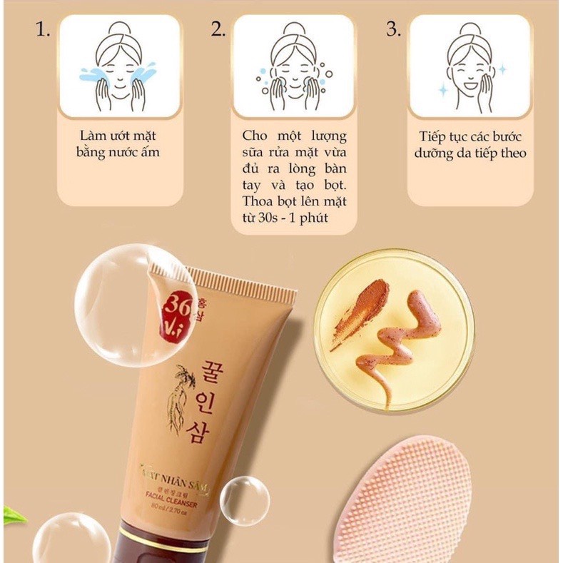 Sữa rửa mặt nhân sâm đỏ Meea Organic 36 Vị làm sạch da, mờ thâm - 80ml