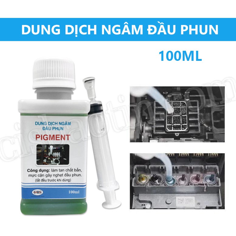 Dung dịch ngâm - rửa đầu phun Epson sử dụng Mực Pigment - Mực chuyển nhiệt( LỌ 100ML)