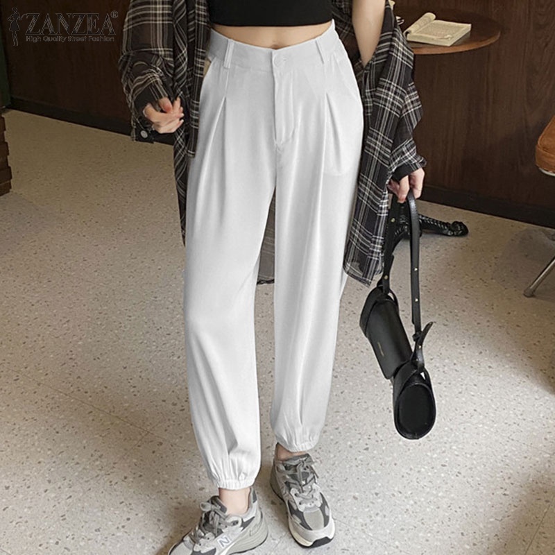 Quần dài ZANZEA lưng cao co giãn phong cách Hàn Quốc thời trang cao cấp cho nữ