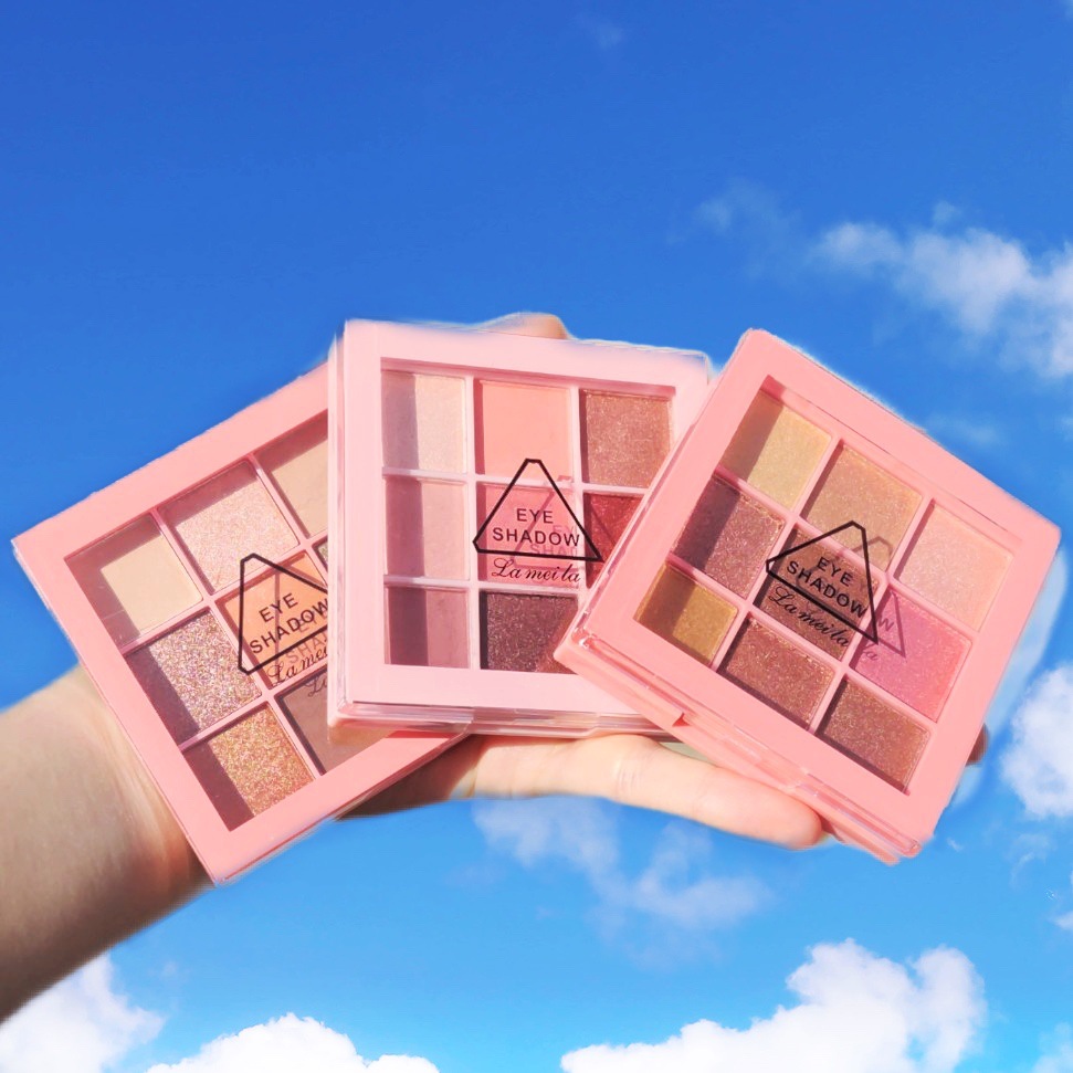 Bảng phấn trang điểm mắt ánh kim tuyến ngọc trai 9 ô màu chống nước