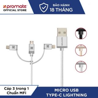 Hàng ord trả khách cáp promate unilink-trio 3in1 mfi certified