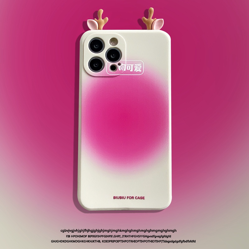 Ốp điện thoại silicone hình sừng hươu 3D cho iPhone 12 11 Pro Xs Max X Xs Xr iPhone 7 8 6 6s Plus 360