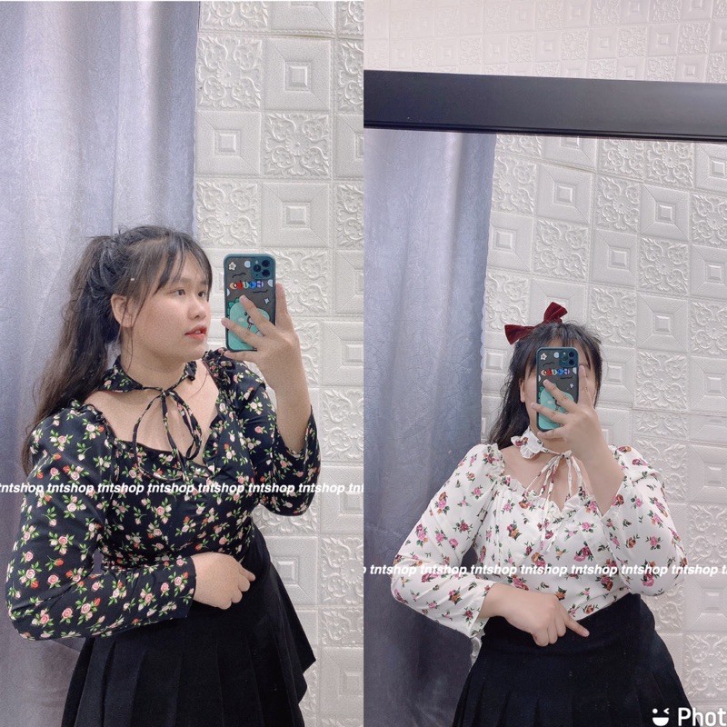 Áo hoa kèm dây đeo cổ. Bigsize 60-90kg. Ảnh thật 100%