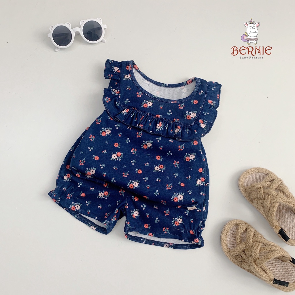 Bộ cotton bé gái bánh bèo xinh xắn, bộ thun bé gái xinh xắn dễ thương