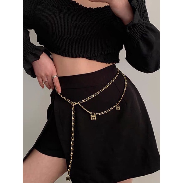 Đai váy dây xích khoá, betl xích xinh, phụ kiện đai váy Hari korea accessories