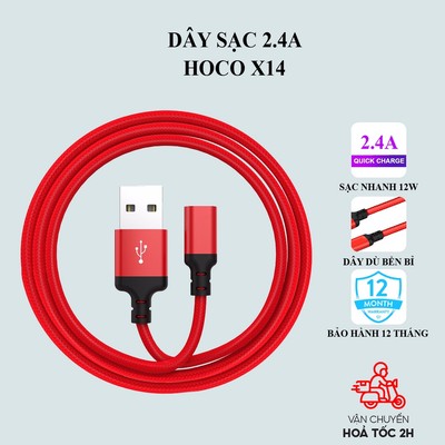 Dây sạc iphone/Micro/Type C Hoco X14 H-UPF01-GR sạc nhanh iphone,hỗ trợ sạc nhanh iphone 6/7/8/x/xs/11 sạc ip dài 1m,2m