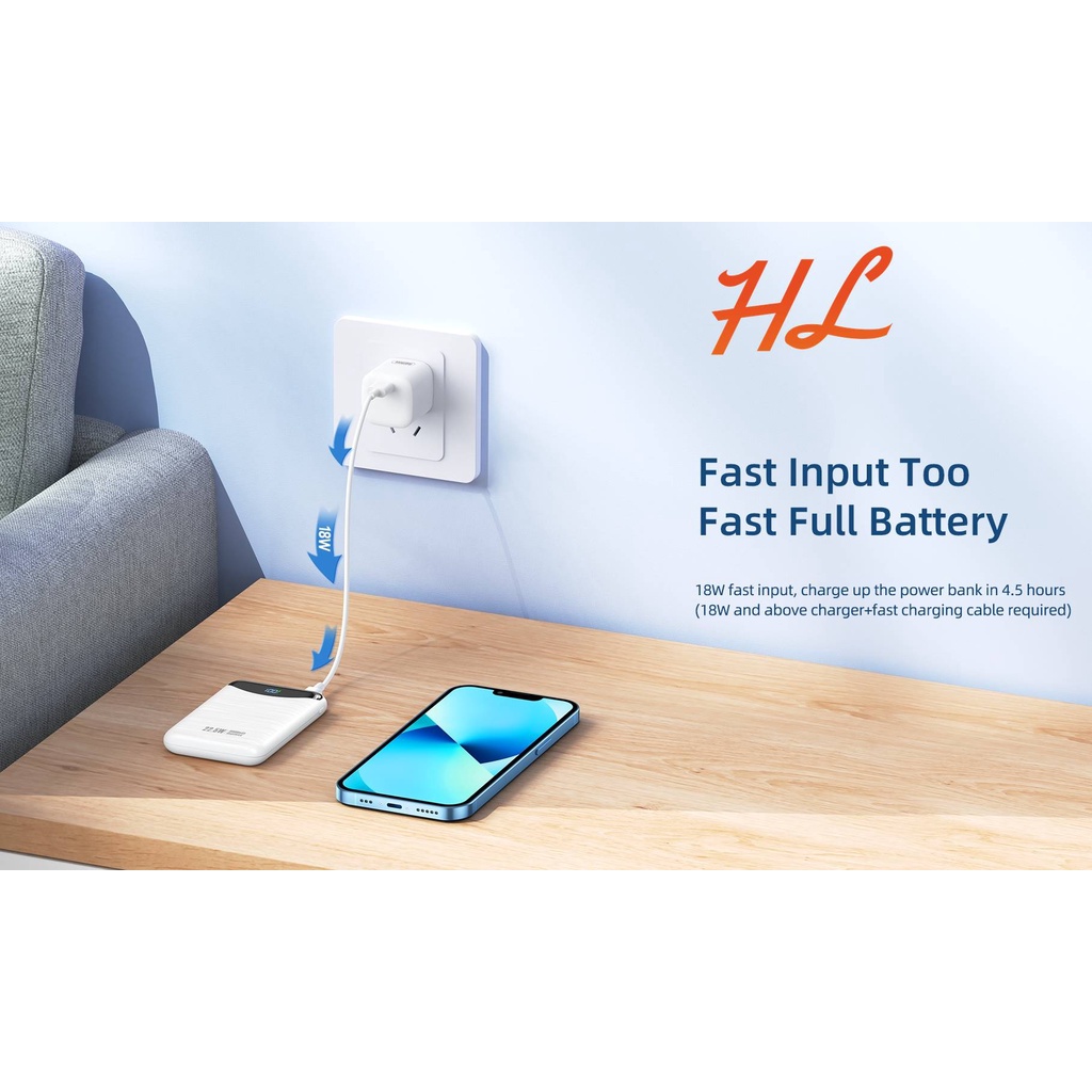 Pin Dự Phòng Mini Remax RPP-60 10000mAh (Sạc Nhanh QC3.0, VOOC 22.5W, Type-C PD20W) - Hưng Long PC