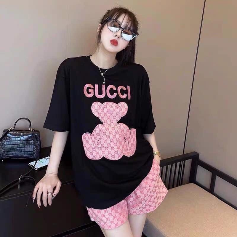 Set bộ coton in 3D cộc tay nữ - Bộ quần short suông cộc kèm áo thun cộc tay form rộng đẹp Ulzzang HOT
