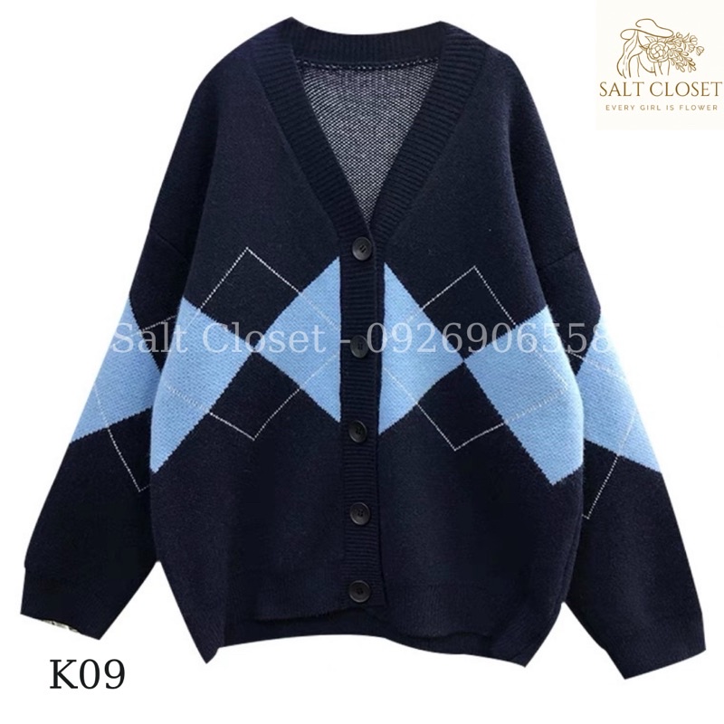 Áo cardigan nữ hoạ tiết caro chất liệu len - K09 | BigBuy360 - bigbuy360.vn