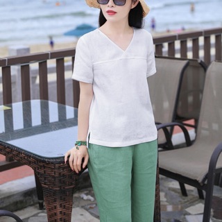 Bộ đồ linen hàng chuẩn loại 1 , áo trắng có làm rụng tim anh ,