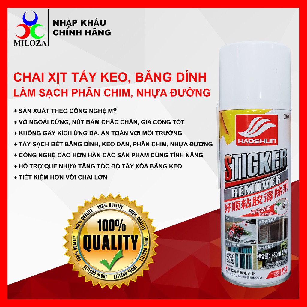 [TẨY KEO, KẸO CAO SU] Vệ Sinh Ghế Da, Sofa, Đồ Da, Đồ Nỉ, Kính, Nhựa - Làm Sạch Nội Thất Ô tô - HAOSHUN - MILOZA