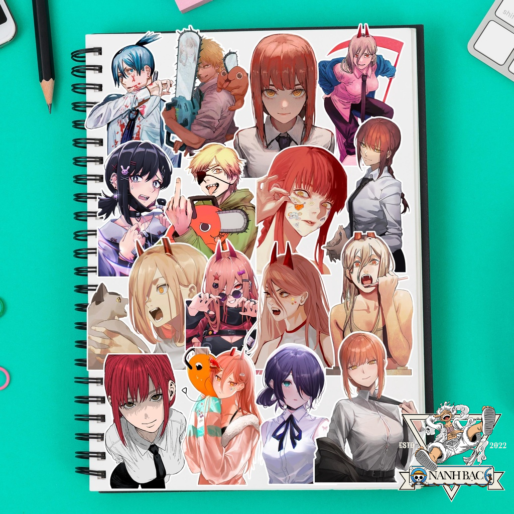 [Set 50 Cái] Sticker Chainsaw Man chống thấm nước,sticker thợ săn quỷ,hình dán,nhãn dán Aki,Power,Denji,Makima - NB.047