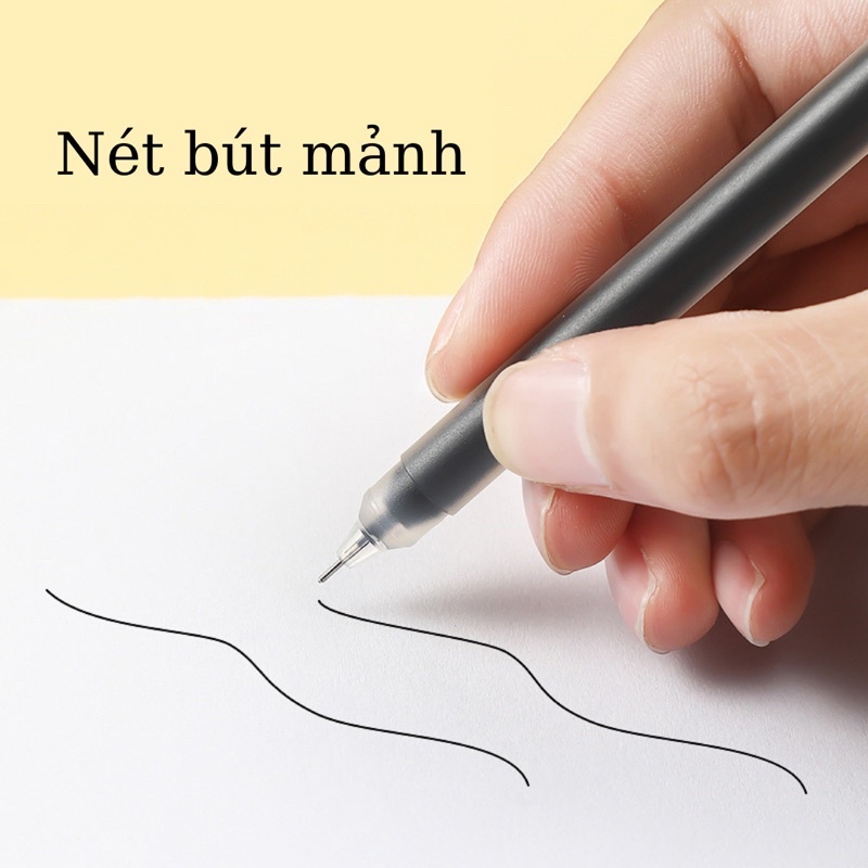 Bút gel mực đen 0.5mm, Bút bi nước Ếch Ộp Vpp nhanh khô, chống thấm nước, không nhoè, bút bi nước vpp giá rẻ