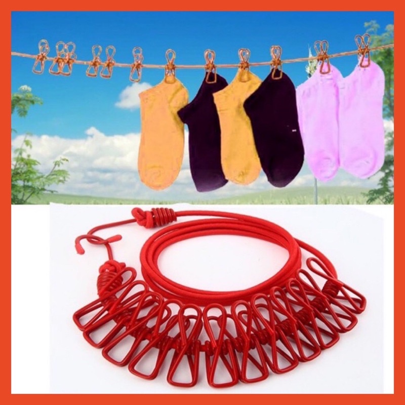 Dây phơi quần áo có móc kẹp chống dồn
