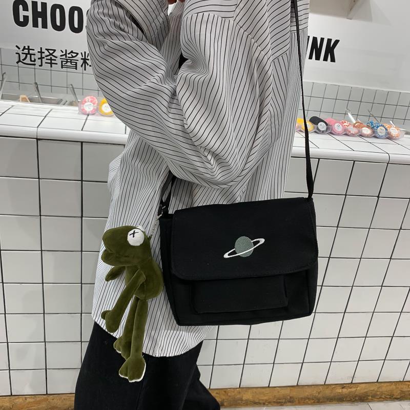 Túi đeo vai vải canvas in họa tiết phong cách Harajuku Nhật Bản cho nữ