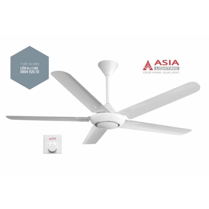 Quạt trần 5 cánh cao cấp QT06- ASIA Trắng/ Bạc/ Đen/ Vàng