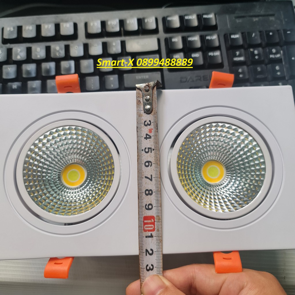 Đèn led đôi âm trần mắt trâu 7W hàng cao cấp ánh có thể chỉnh hướng ánh sáng chế độ 3 màu và 1 màu , bảo hành 2 năm