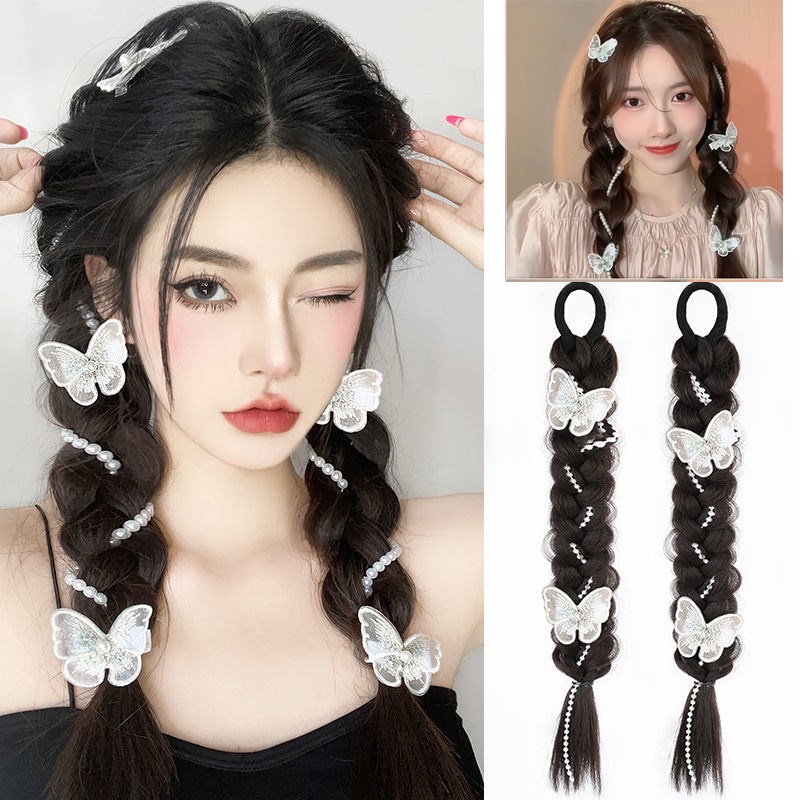 Set 2 Tóc Giả Thắt Bím Đuôi Ngựa Thời Trang Cho Nữ