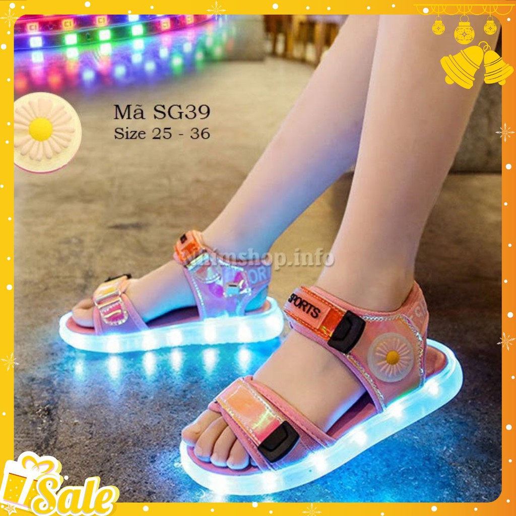 Dép sandal phát sáng sạc USB thông minh cho bé gái 3 - 12 tuổi SG39