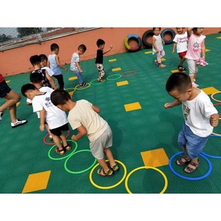 [tặng túi ném] - BỘ 10 VÒNG NHẢY LÒ CÒ luyện tập thể dục - Đồ chơi vận động Montessori