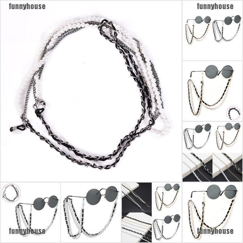 [funnyhouse]Pearl Sunglasses Chain Women Lanyard Strap Eye Glasses Reading Holders Rope Lady thro