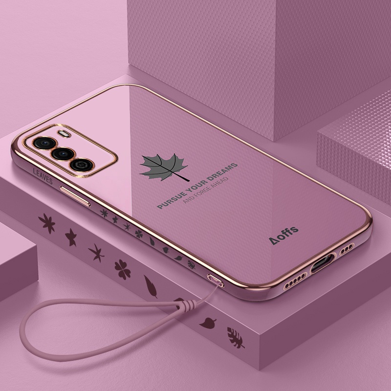 Ốp Điện Thoại Mềm Hình Lá Phong Có Dây Đeo Cho OPPO Realme 5 Pro C2 A1K 9 9Pro C31 C21 V25 C35 9i 8i C17 7i C11 C15