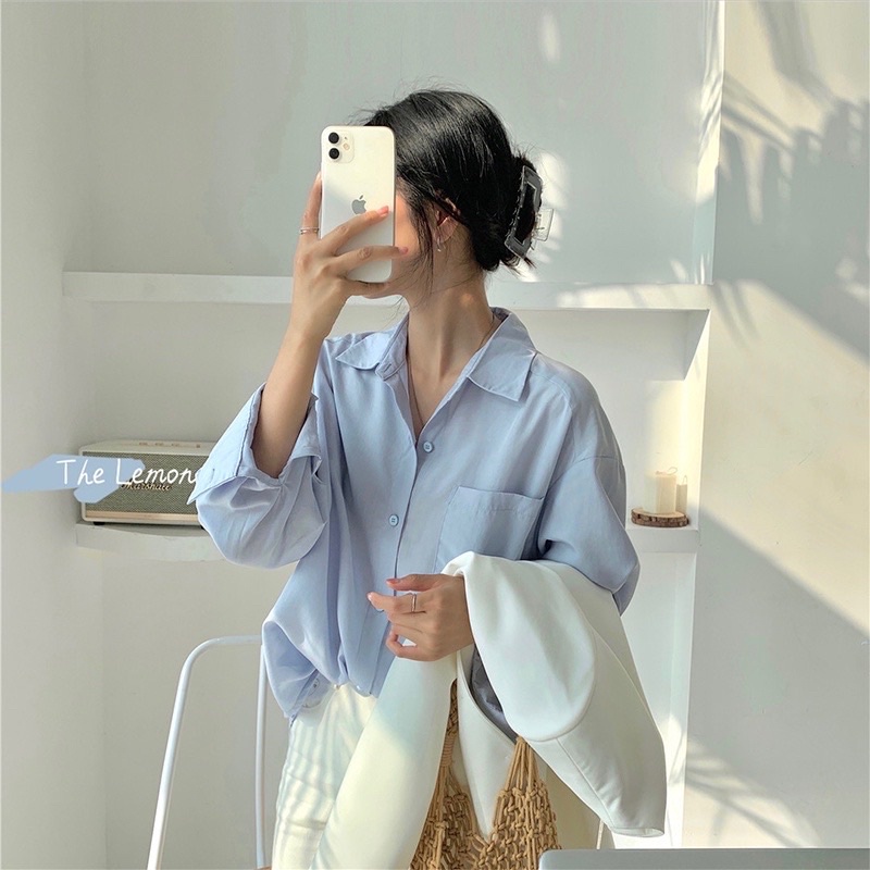 Áo Sơ Mi Basic Túi Ngực Form Rộng Phong Cách Hàn Quốc Chan House.