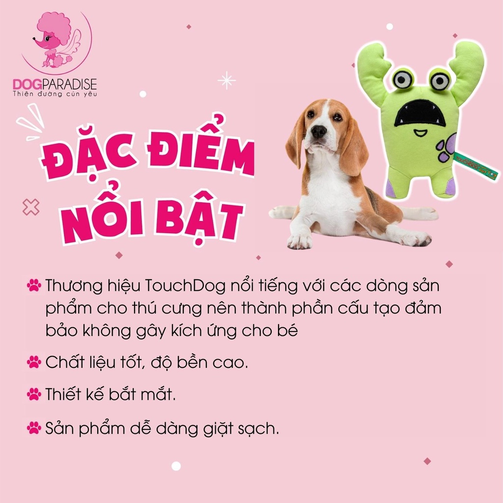 Đồ chơi nhồi bông cho chó Touch Dog Mark hình cua hoạt hình dễ thương 2 màu xanh hồng 11x20x5cm - Dog Paradise