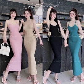 đầm 2 dây dáng dài chất xốp tôn dáng hot hit