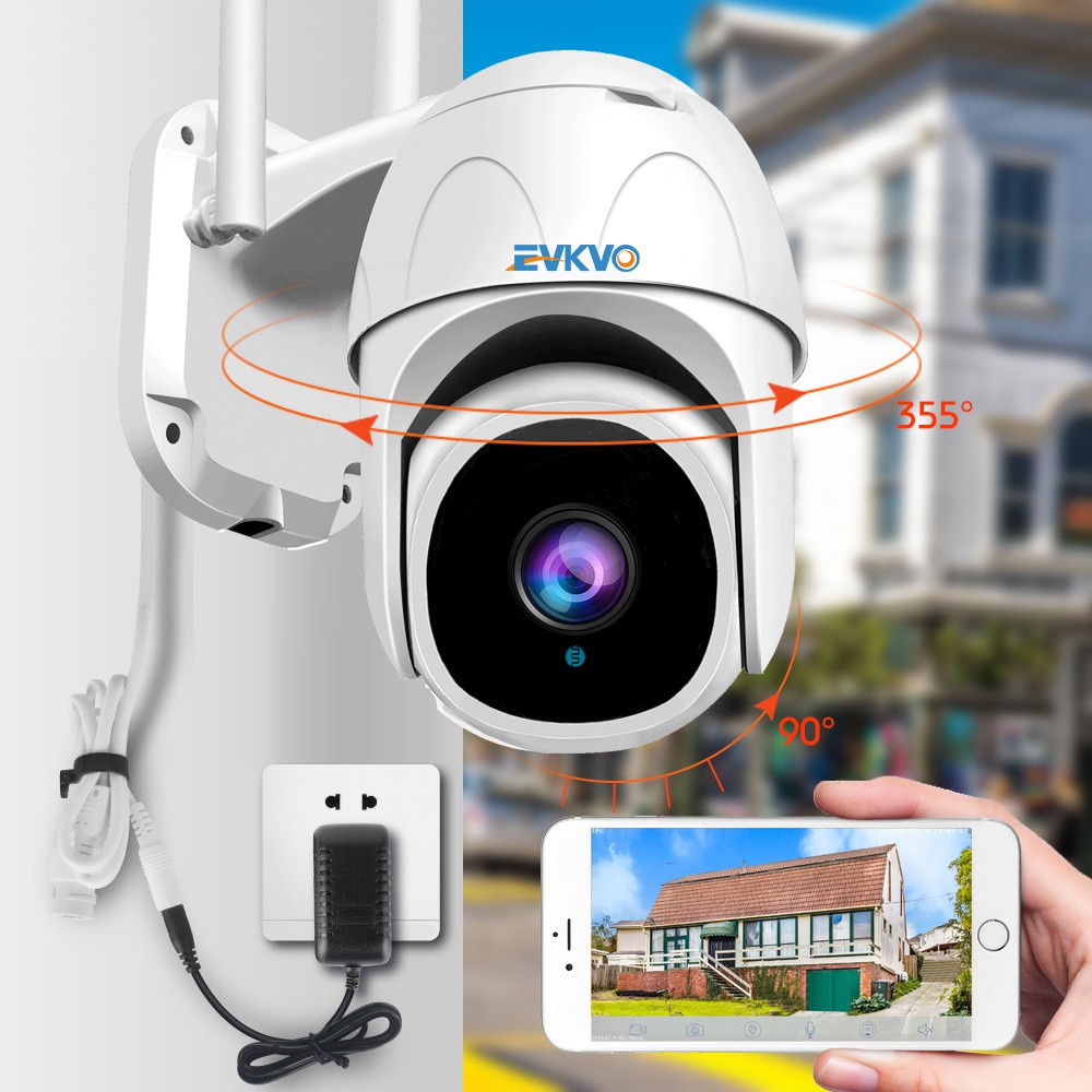 EVKVO - Theo dõi tự động - 4x Digital Zoom - YCC365 PLUS APP FHD 3MP WIFI CCTV Camera Rotate Waterproof Wireless Outdoor PTZ IP Camera CCTV IR Vision Two Way Audio