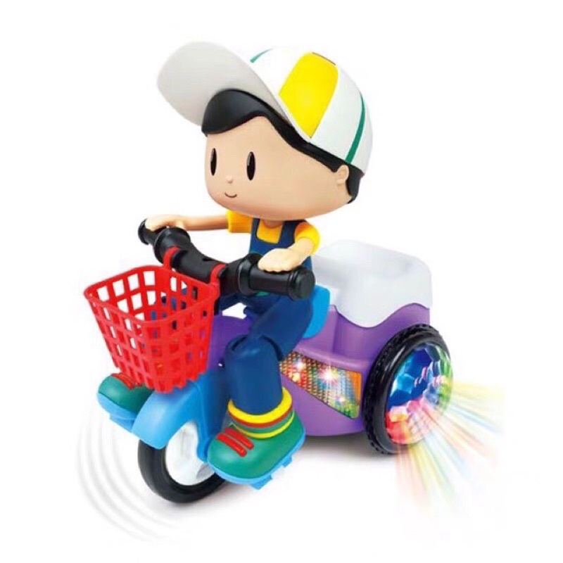 ĐỒ CHƠI EM BÉ LÁI XE ĐẠP CÓ NHẠC BÁNH XE PHÁT SÁNG - shipper bốc đầu