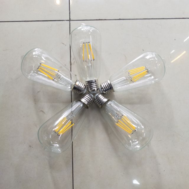 Combo 5 bóng led ST64-6w,bóng led thủy tinh trang trí kiểu Edison