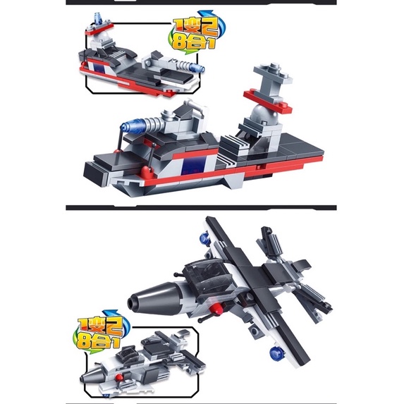 [HOT] Bộ đồ chơi xếp hình LEGO MINGDI tàu chiến 763 Mảnh, Lắp ráp 12 chiếc xe và máy bay Tphcm