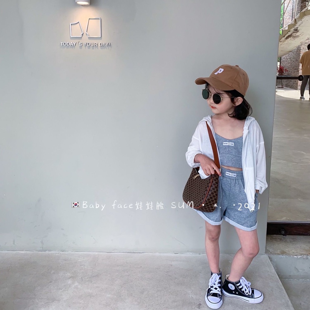 Set áo hai dây + quần short thể thao thiết kế mới thời trang mùa hè phong cách Hàn Quốc cho bé gái