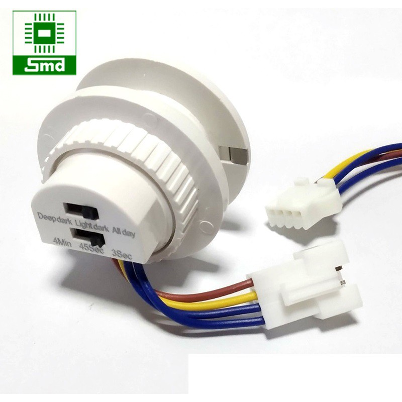 Công tắc cảm biến chuyển động hồng ngoại bật tắt đèn tự động 220V - Có điều chỉnh thời gian và độ nhạy