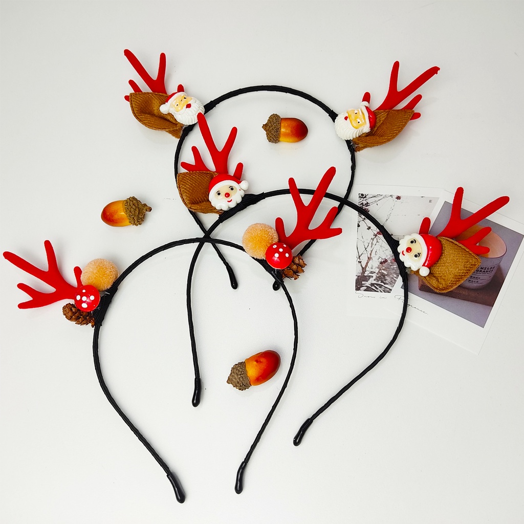 Băng đô cài tóc BƠ STORE bờm noel hình sừng tuần lộc nhiều mẫu dễ thương