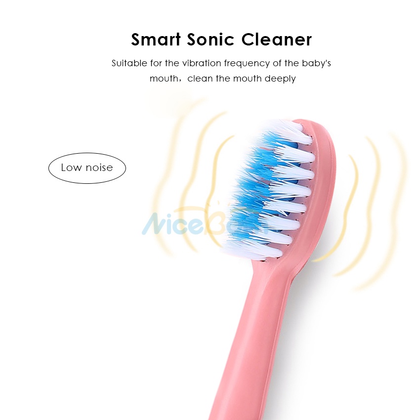 NiceBorn Electric Toothbrush Sonic Children's Electric Toothbrush Kids 3 To 12 Years Old Cleaning Care Oral Bacteria Soft Hair Small Brush Head 6 Replacement Brush Heads USB Charging Low Noise