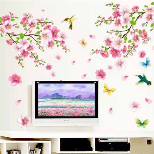 Decal cành đào đón tết